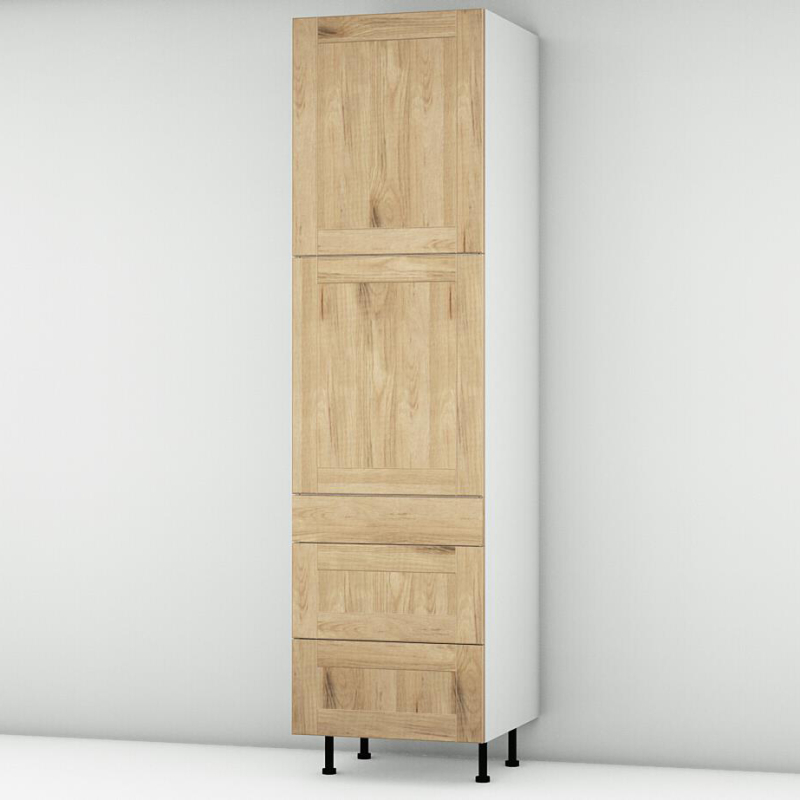 Colonne chêne massif brute 2 portes - 3 tiroirs larg. 60cm x H213.8cm