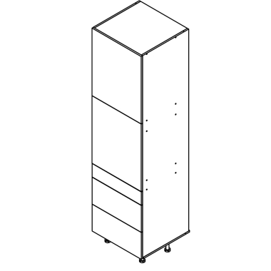 Colonne chêne massif brute 2 portes - 3 tiroirs larg. 60cm x H213.8cm