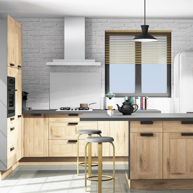 Meuble bas sous évier chêne massif brut 2 portes larg. 80cm x H71.5cm