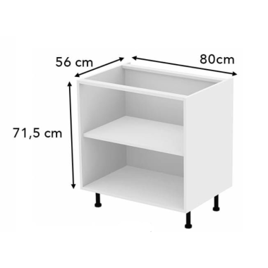 Meuble bas sous évier chêne massif brut 2 portes larg. 80cm x H71.5cm