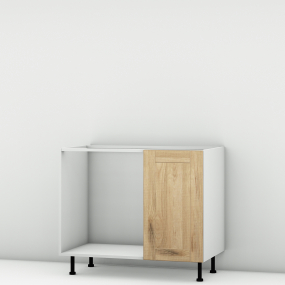 Meuble bas d'angle chêne massif brut 1 porte 40cm larg. 100cm x H71.5cm