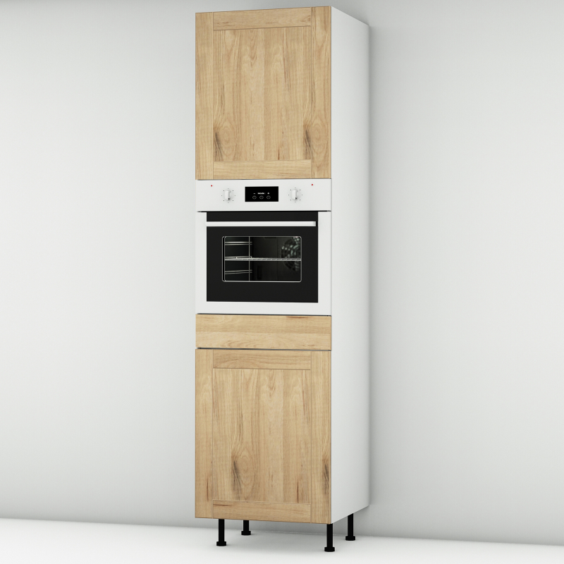 Colonne chêne massif brut 2 portes - 1 four larg. 60cm x H213.8cm