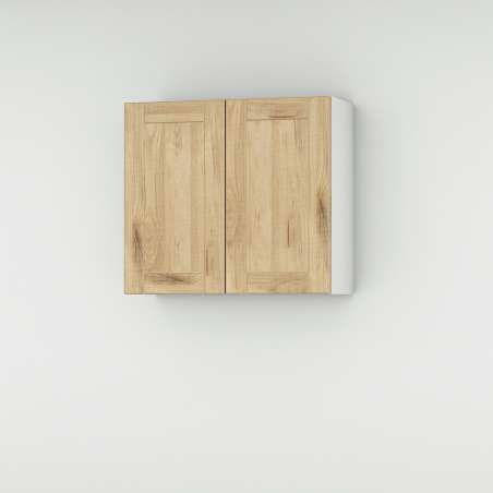 Meuble haut chêne massif brut 2 portes larg. 80cm x H71.5cm
