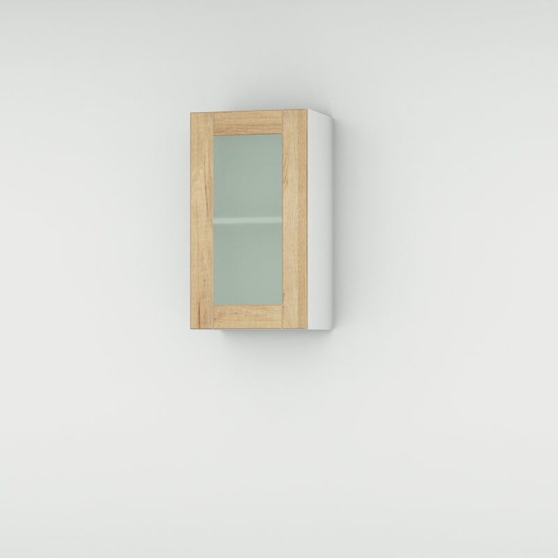 Meuble haut chêne massif brut vitré larg. 40cm x H71.5cm