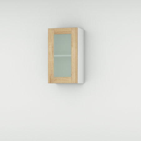 Meuble haut chêne massif brut vitré larg. 40cm x H71.5cm