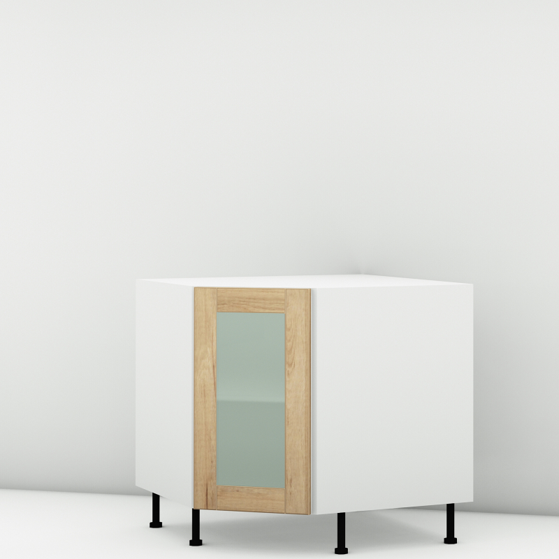 Meuble bas d'angle 45° chêne massif brut larg. 40cm x H71.5cm