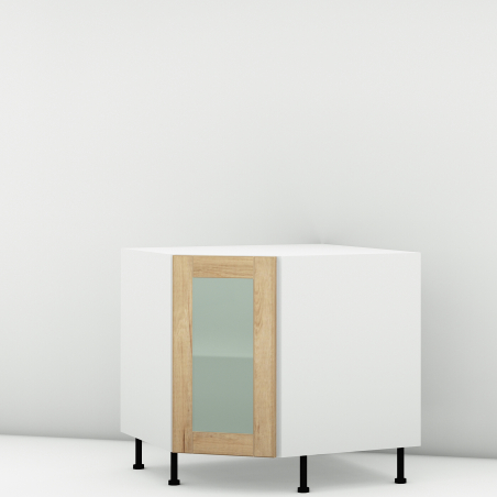 Meuble bas d'angle 45° chêne massif brut larg. 40cm x H71.5cm