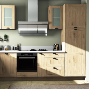 Meuble bas d'angle 45° chêne massif brut larg. 40cm x H71.5cm