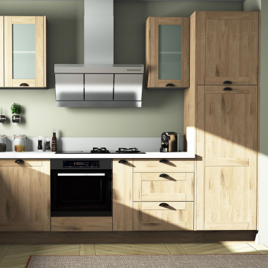 Meuble bas d'angle 45° chêne massif brut larg. 40cm x H71.5cm