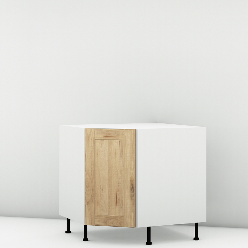 Meuble bas d'angle 45° chêne massif brut larg. 40cm x H71.5cm