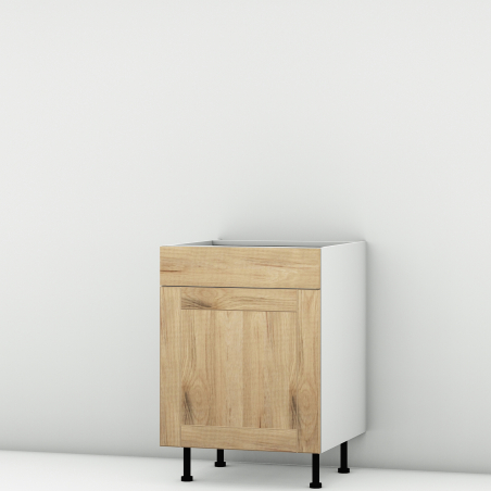 Meuble bas chêne massif brut Porte + Tiroir larg. 60cm x H71.5cm