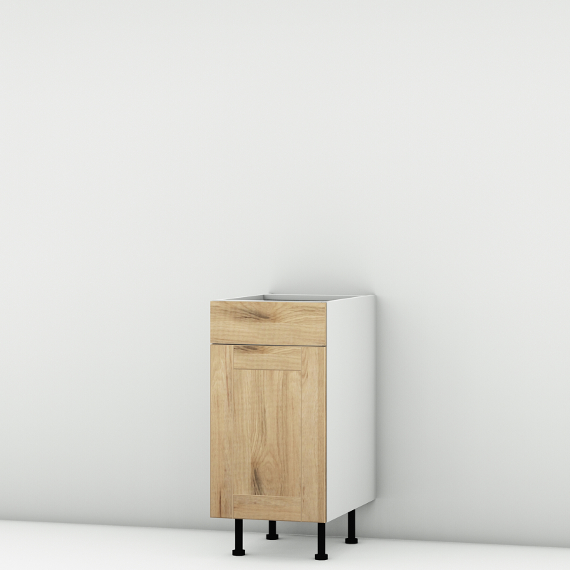 Meuble bas chêne massif brut Porte + Tiroir larg. 40cm x H71.5cm