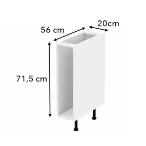 Meuble bas chêne massif brut larg. 20cm x H71.5cm