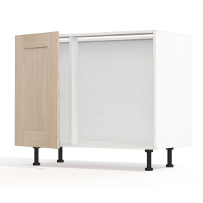 Meuble bas d'angle sous évier chêne massif brut 1 porte 40cm larg. 100cm x H71.5cm