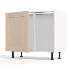 Meuble bas d'angle sous évier chêne massif brut 1 porte 60cm larg. 100cm x H71.5cm