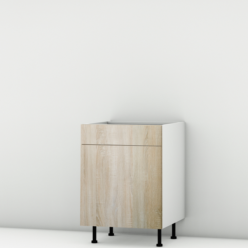 Meuble bas chene clair Porte + Tiroir larg. 60cm x H71.5cm