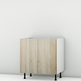Meuble bas sous évier chene clair 2 portes larg. 80cm x H71.5cm