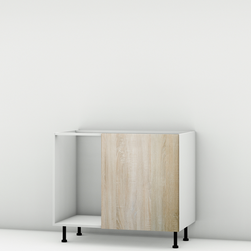 Meuble bas d'angle chene clair 1 porte 60cm larg. 100cm x H71.5cm
