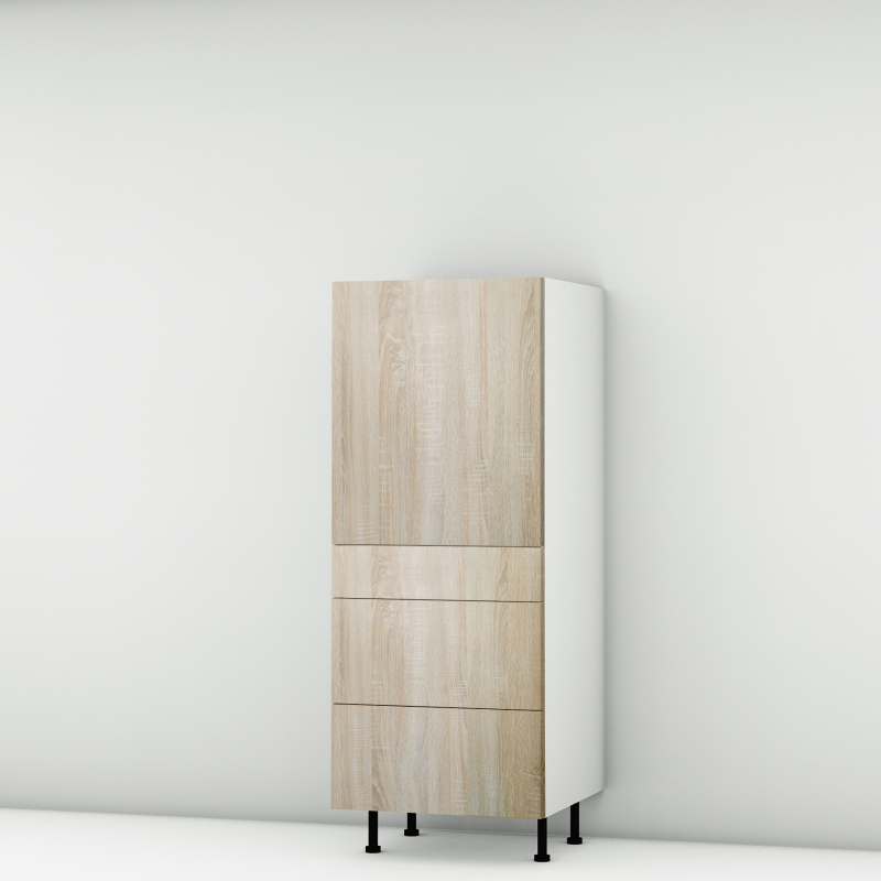 Colonne chene clair 1 porte - 3 tiroirs larg. 60cm x H142.6cm