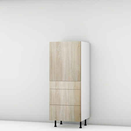 Colonne chene clair 1 porte - 3 tiroirs larg. 60cm x H142.6cm
