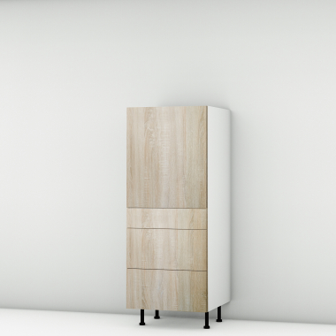 Colonne chene clair 1 porte - 3 tiroirs larg. 60cm x H142.6cm