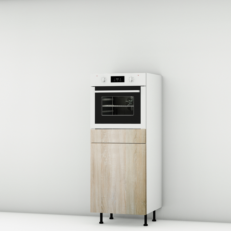 Colonne chene clair 1 porte-1 four larg. 60cm x H142.6cm