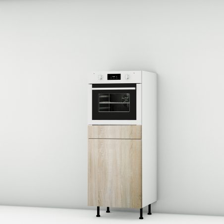 Colonne chene clair 1 porte-1 four larg. 60cm x H142.6cm