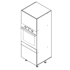 Colonne chêne clair 1 porte relevante alu vitrée - 1 four - 1 tiroir larg. 60cm x H156.6cm