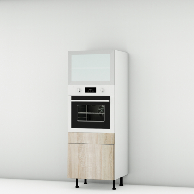 Colonne chêne clair 1 porte relevante alu vitrée - 1 four - 1 tiroir larg. 60cm x H156.6cm