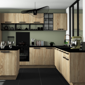 Colonne chêne clair 2 portes frigo encastrable L60cm x H213.8cm