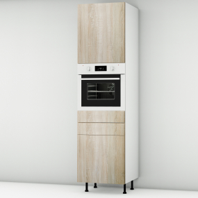 Colonne chêne clair 1 porte - 1 four - 1 porte+tiroir larg. 60cm x H213.8cm