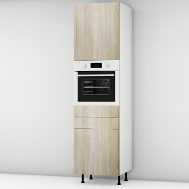 Colonne chêne clair 1 porte - 1 four - 1 porte+tiroir larg. 60cm x H213.8cm