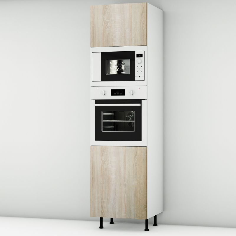 Colonne chêne clair 1 porte - 1 four - 1MO - 1 porte larg. 60cm x H213.8cm