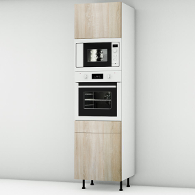 Colonne chêne clair 1 porte - 1 four - 1MO - 1 porte+tiroir larg. 60cm x H213.8cm