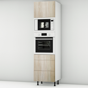 Colonne chêne clair 1 porte - 1 four - 1MO - 3 tiroirs larg. 60cm x H213.8cm