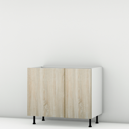 Meuble bas sous évier chene clair 2 portes larg. 100cm x H71.5cm