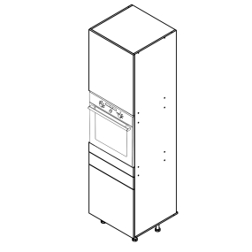 Colonne chêne foncé 1 porte - 1 four - 1 porte+tiroir larg. 60cm x H213.8cm