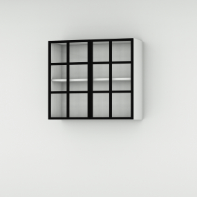 Meuble haut alu noir vitré larg. 80cm x H71.5cm