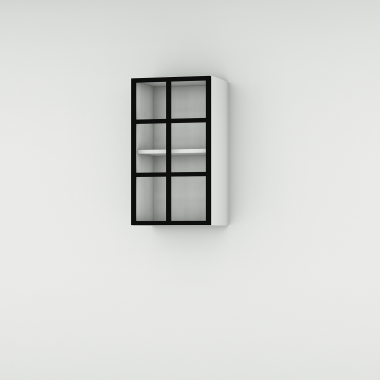 Meuble haut alu noir vitré larg. 40cm x H71.5cm