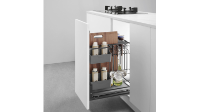 Meuble bas chene foncé coulissant larg. 40cm x H71.5cm