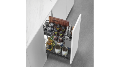 Meuble bas chene foncé coulissant larg. 40cm x H71.5cm