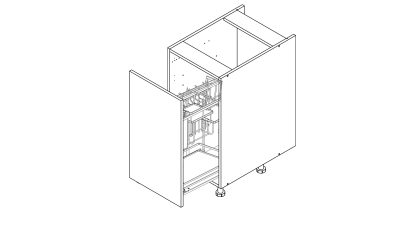 Meuble bas chene foncé coulissant larg. 40cm x H71.5cm