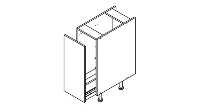 Meuble bas chene foncé coulissant larg. 30cm x H71.5cm