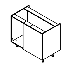 Meuble bas d'angle sous évier chêne foncé 1 porte 60cm larg. 100cm x H71.5cm