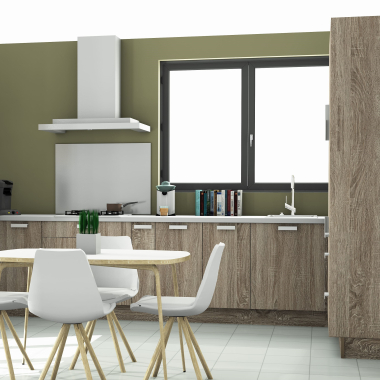 Meuble bas sous évier chêne foncé larg. 120cm x H71.5cm