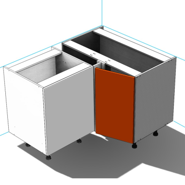 Meuble bas d'angle chêne foncé 1 porte 40cm larg. 100cm x H71.5cm