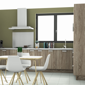 Meuble bas d'angle chêne foncé 1 porte 60cm larg. 100cm x H71.5cm