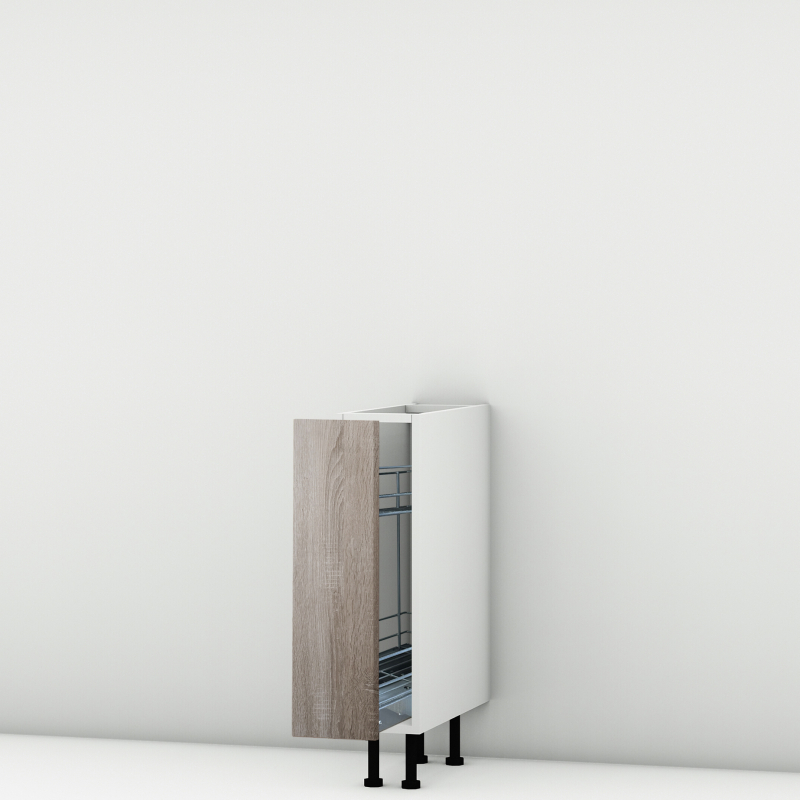 Meuble bas chêne foncé larg. 20cm x H71.5cm