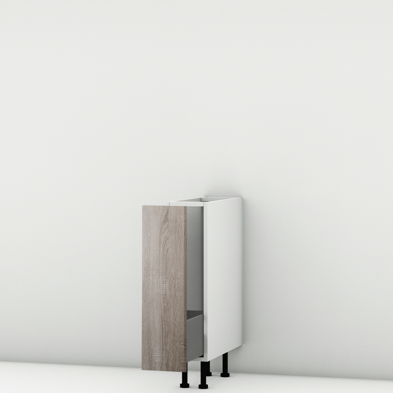 Meuble bas chene foncé coulissant larg. 20cm x H71.5cm