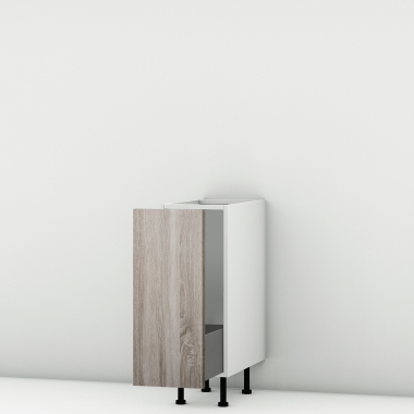 Meuble bas chene foncé coulissant larg. 30cm x H71.5cm